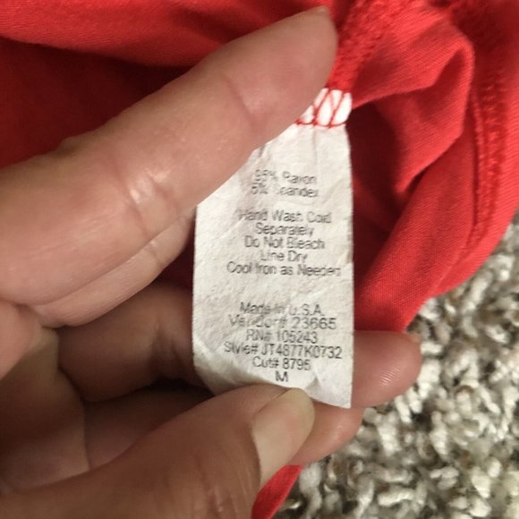 H.I.P. Long Sleeve Red Detail Neck Cold Shoulder Large Medium Shirt - Picture 10 of 12